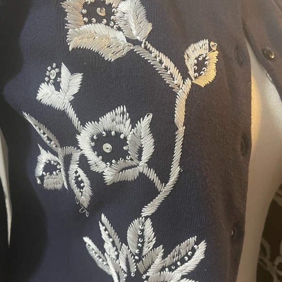 Kenar blue knit cardigan with embroidered flowers size M - Picture 2 of 8